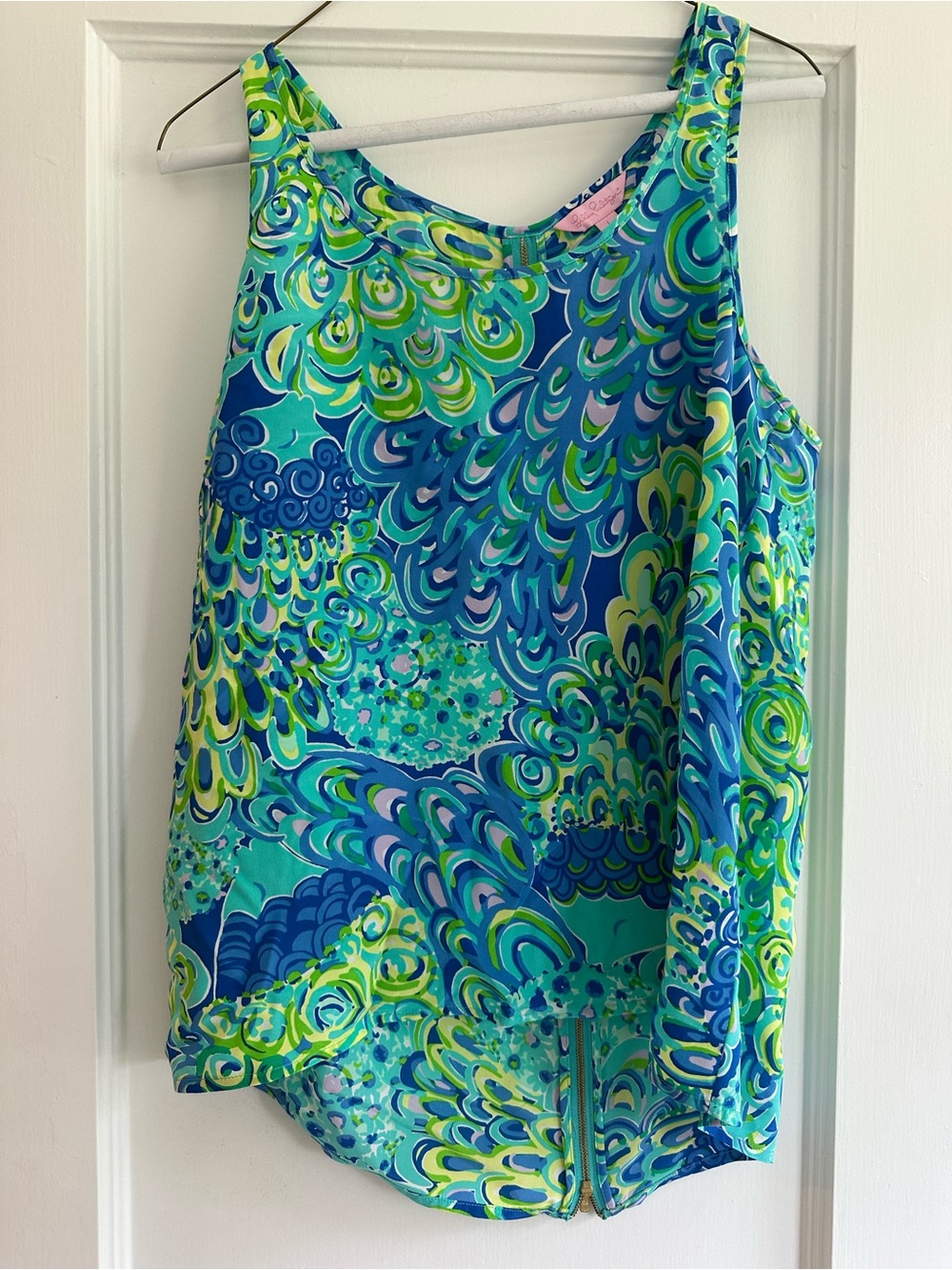 Lilly Pulitzer  Lilly’s Lagoon Silk Zipper Tank